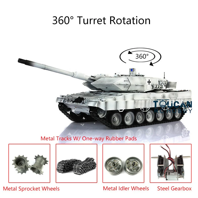 1/16 HENG LONG 7.0 Leopard2A6 RTR RC Tank 3889 W/ 360 Turret Metal Tracks Remote Control Car TH17630-SMT4