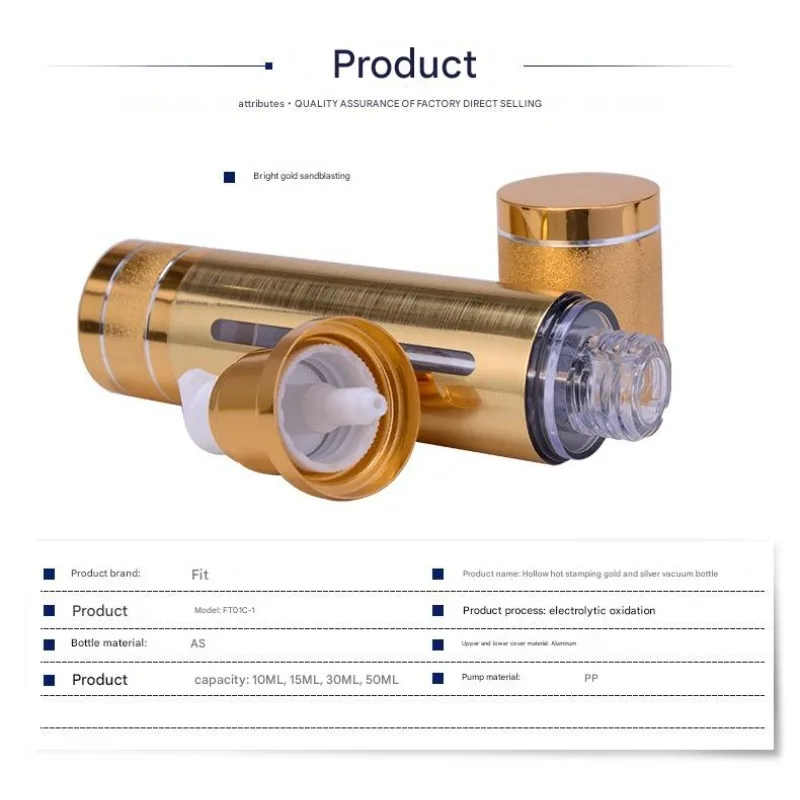 

Gold Sandblasted Lotion Pump & Spray Bottle | Customizable Vacuum Containers from the Factory