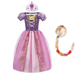 Girls Rapunzel Costume Kids Summer Tangled Fancy Cosplay Princess Dress Children Birthday Carnival Halloween Party Clothes 2-8T