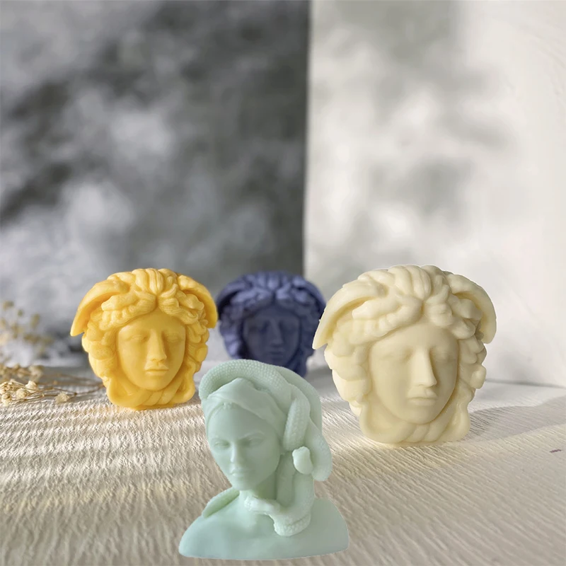 

Mini Medusa Snake Head Back Silicone Candle Mold 3D Aroma Plaster Making Supplies 2 Creative Medusa Decor Moulds