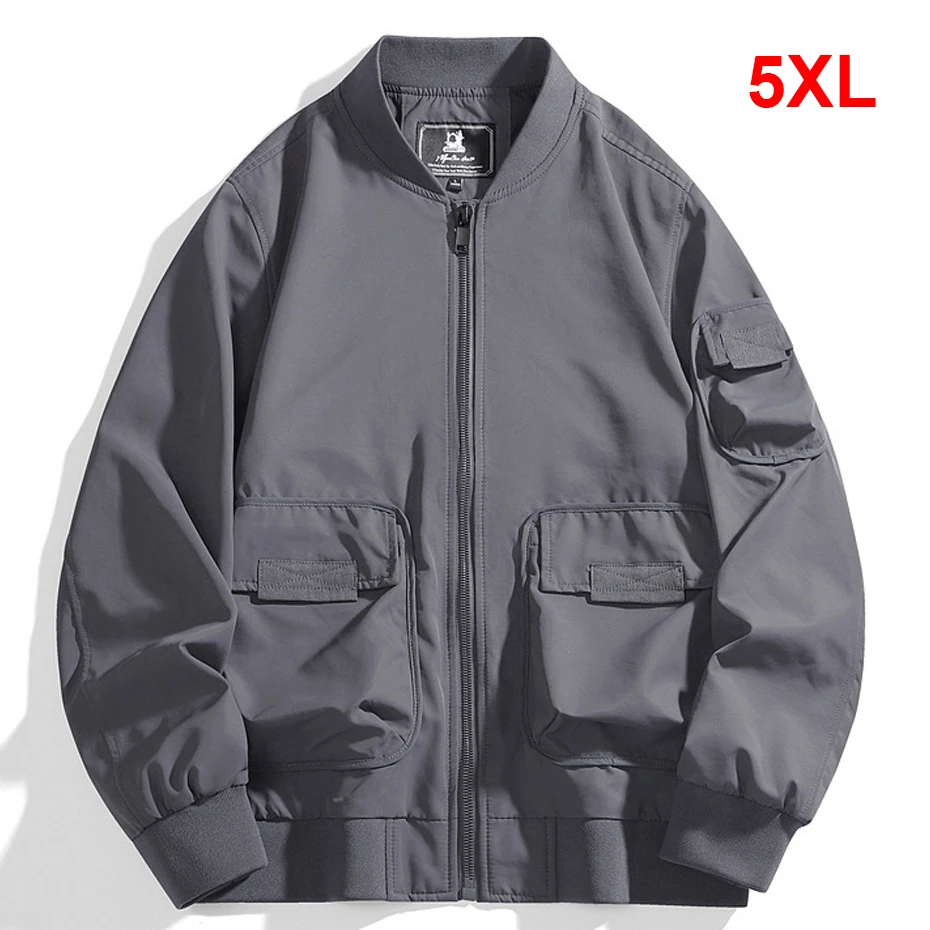 

Весенне-осенняя куртка-бомбер, мужская куртка-карго размера плюс 5XL, пальто, модная повседневная университетская куртка, мужская