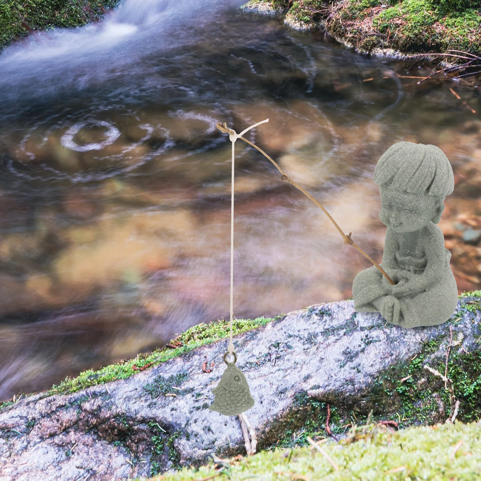 

Miniature Boy Fishing Statue Eco Sandstone Fish Tank Decor Study Bedroom Adornment Mini Garden Decoration Micro Landscape