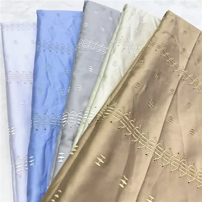 

5 ярдов, нигерийская 100% хлопок, польская атласная ткань для вышивки, высокое качество, швейцарская вуаль, кружевной материал для мужчин, Дубайский стиль 14L362003