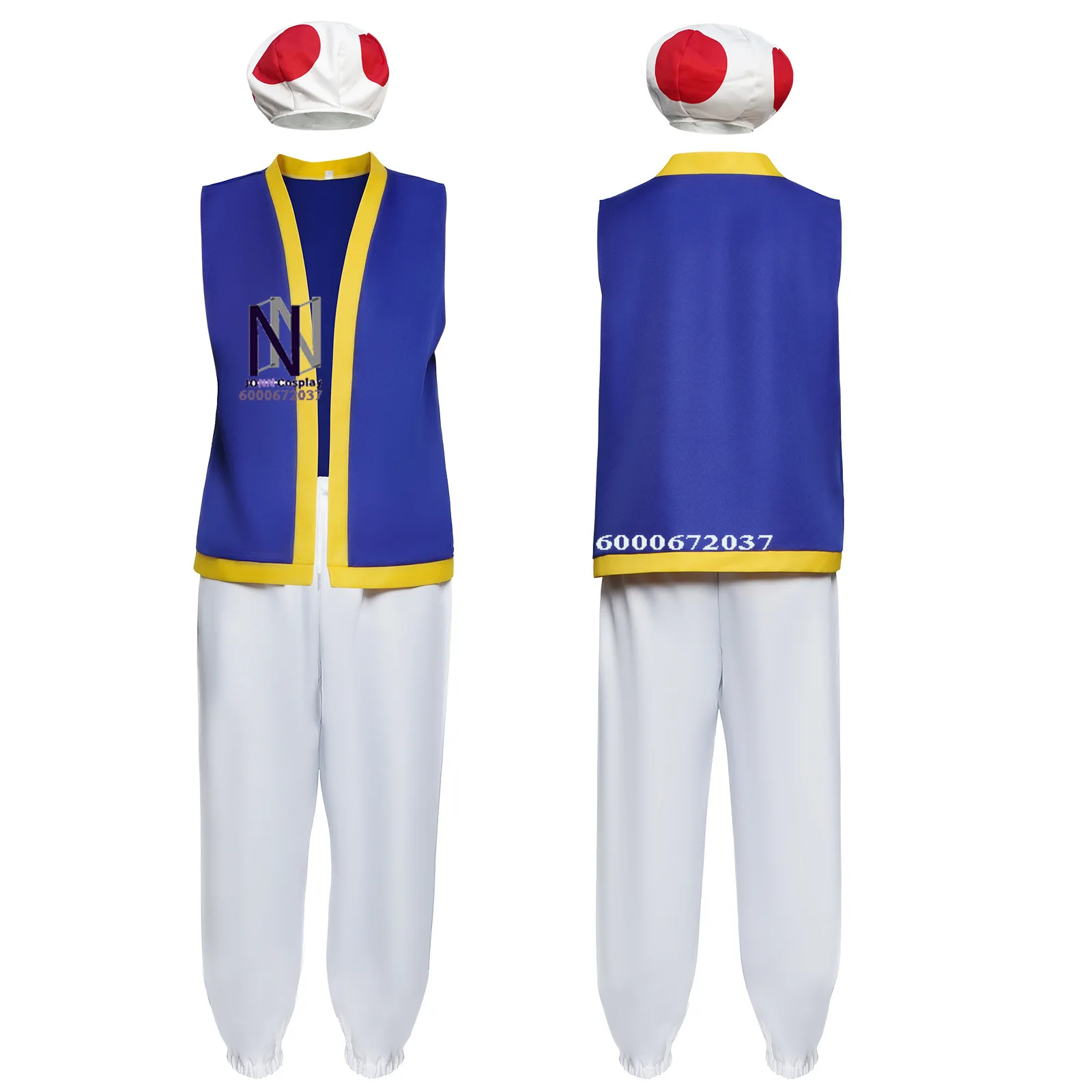 

Adult Toad Cosplay Sombrero - Super Mario Bros 2 Game Costume with Vest, Pants for Roleplay & Fantasy Parties