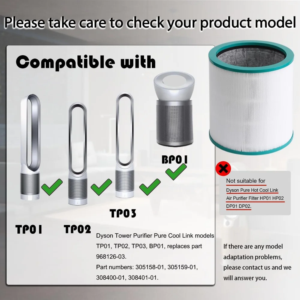 Para Dyson Pure Cool Link TP01, TP02, TP03, AM11, BP01 purificador de aire de torre filtro HEPA número de pieza de repuesto 968126-03