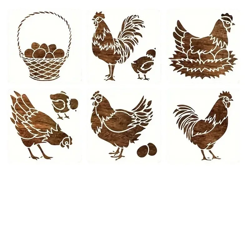 Imagem -05 - Poultry Rooster Farmhouse Faça Você Mesmo Layering Stencils Colorir Gravação Álbum Modelo Decorativo Pintura Scrapbook 15cm Pcs Conjunto