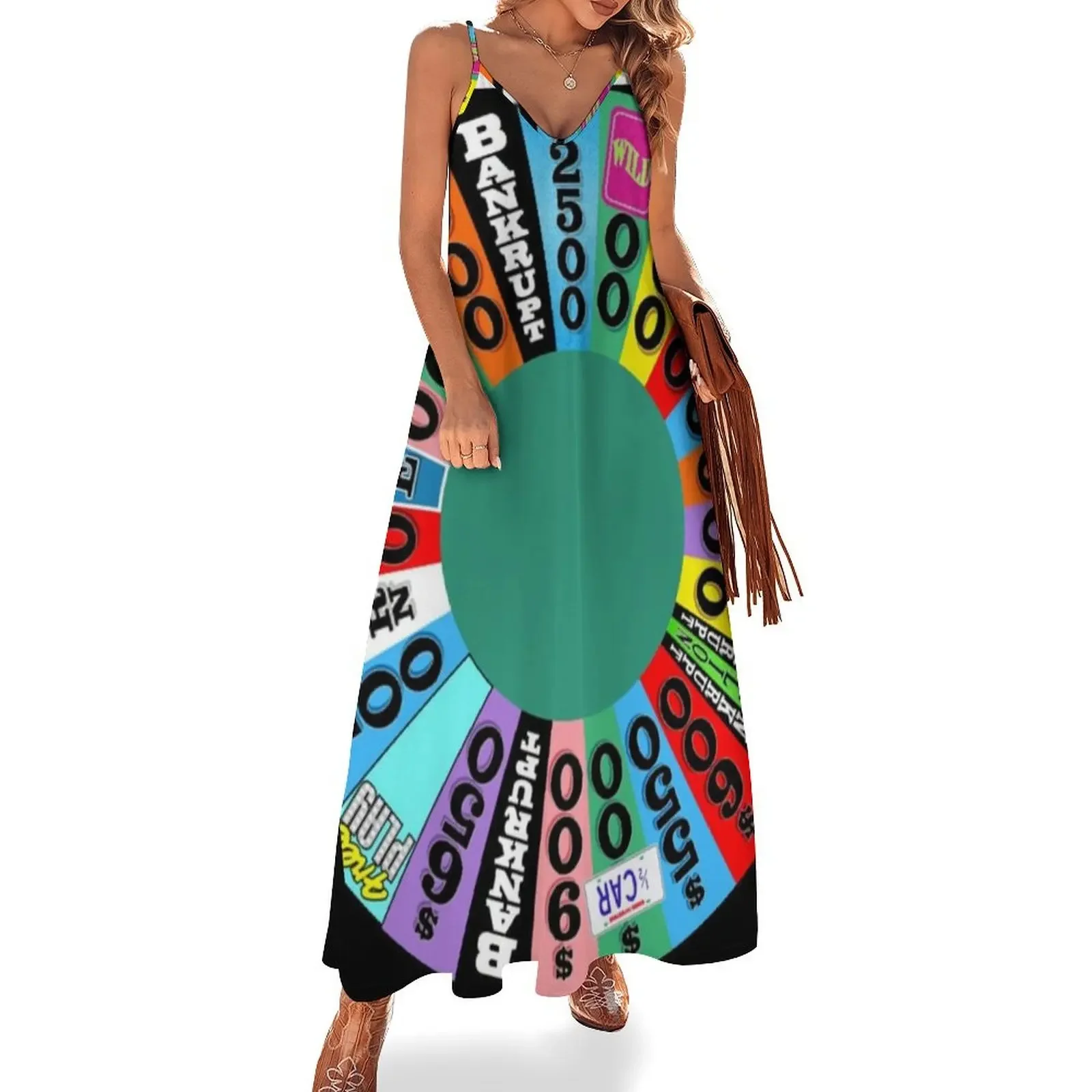 Wheel with prizes, $ amounts Sleeveless Dress luxury dress Long veiled dresses