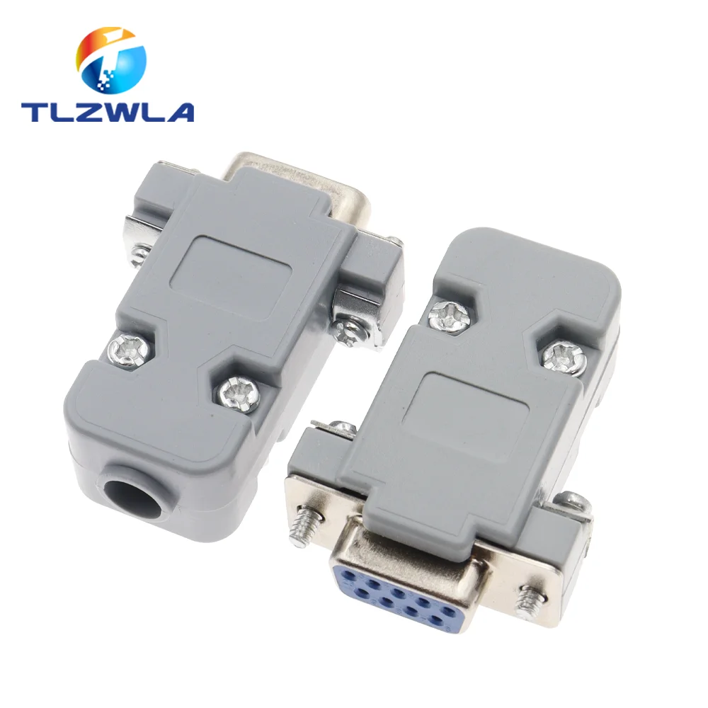 Conector de puerto serie RS232, conector de enchufe hembra DB9 de 9 pines, adaptador de cobre RS232 COM con funda de plástico, bricolaje, 1 piezas