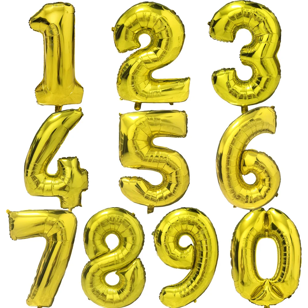 Gold Large Numbers Balloon 32 Inch 0 1 2 3 4 5 6 7 8 9 Birthday Digit Bachelorette Balloons Figure Golob Party Ballon Decoration