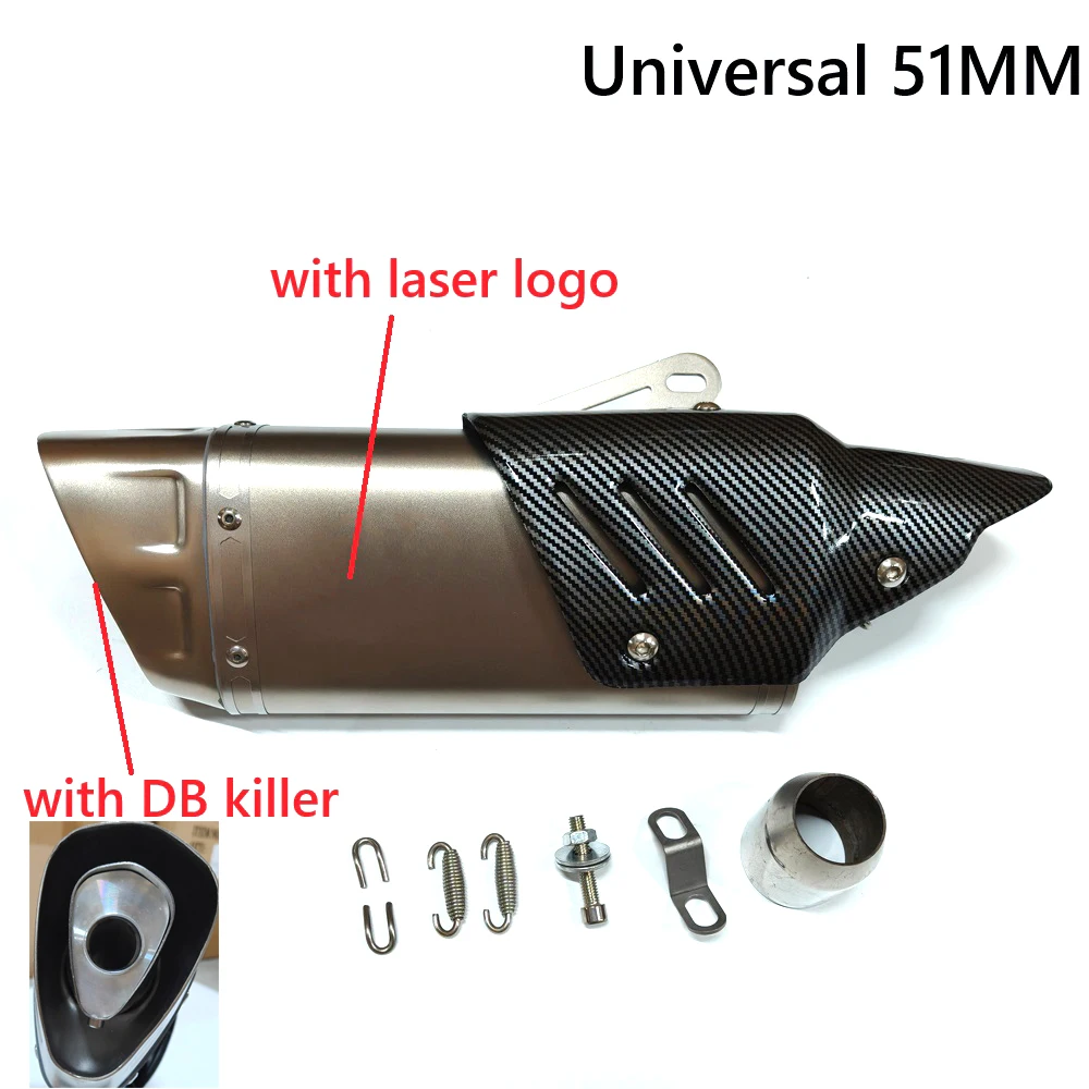 

Universal Motorcycle Exhaust Muffler R M1 Escape Moto 51mm for Yamaha R6 R3 MT07 for KTM DUKE RC 390 Ninja Z400 Z900 ZX6R ER6N