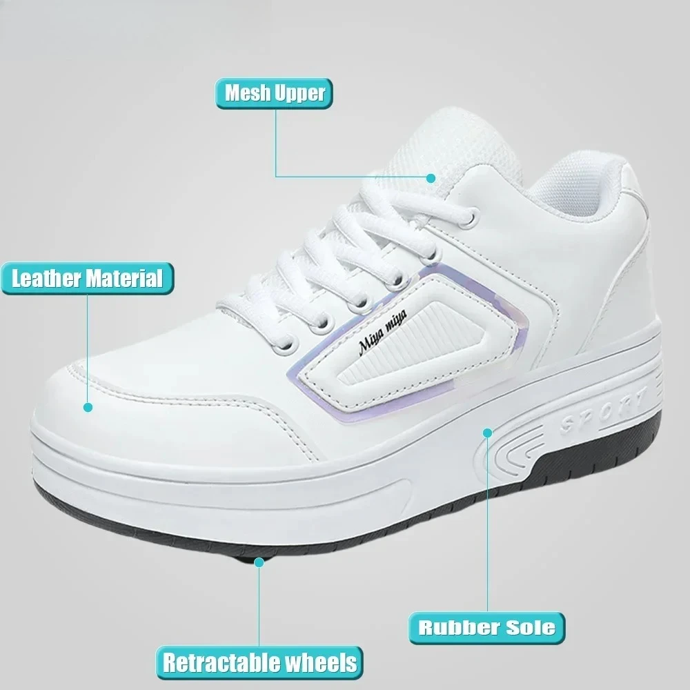 

DF Sporty New Running Children Casual Sneaker 4 Wheel Adult Kids Outdoor Sports Dual-Use Walk Skate Shoes Roller For Women