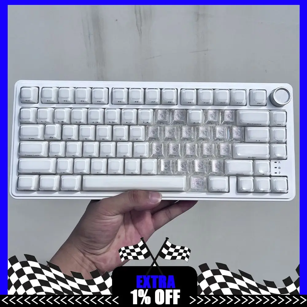 

XVX Jelly Ice Crystal 2,0 круглые боковые колпачки для клавиш, полупрозрачный белый OEM-профиль, колпачок для клавиш для MDA, магнитная механическая клавиатура, подарок