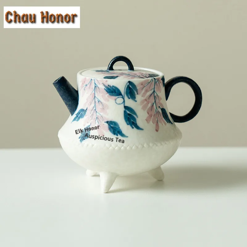 

125 мл ручная роспись чайник с цветком глицинии ручной работы чайник для заварки чая чайник с шариковым отверстием посуда для напитков украшение подарок