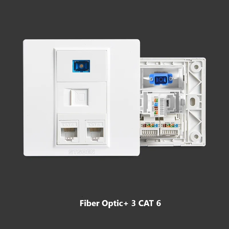 3 Port CAT5E CAT6 CAT6A CAT7 CRJ45 Ethernet Module 1 Port Fiber SC Optical Interface Socket 86 Type Wall Panel Sockets