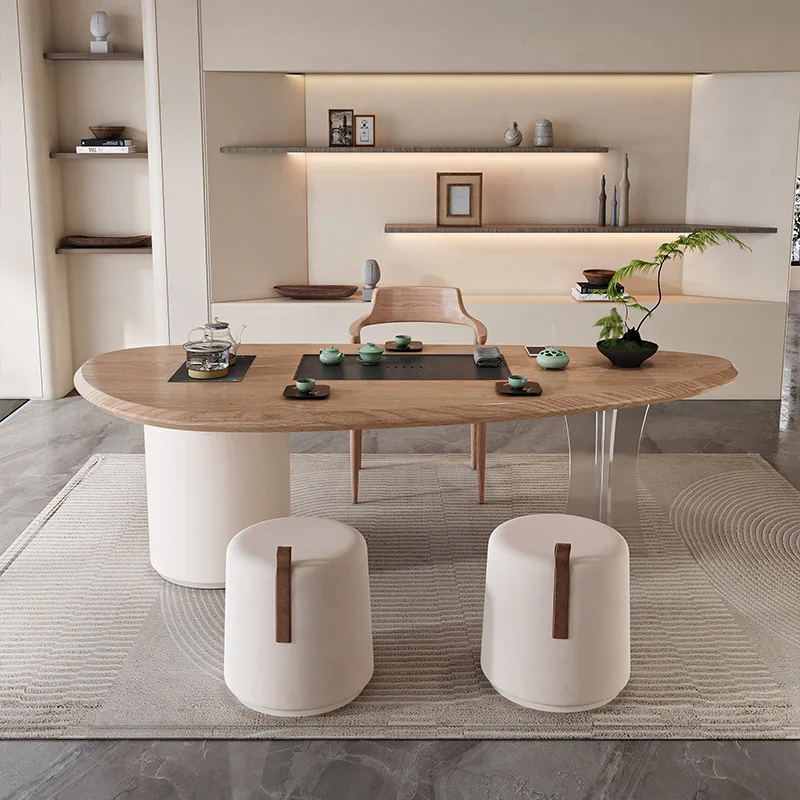 

Легкий роскошный простой чайный столик из цельного дерева и стул, небольшой бытовой чайный столик