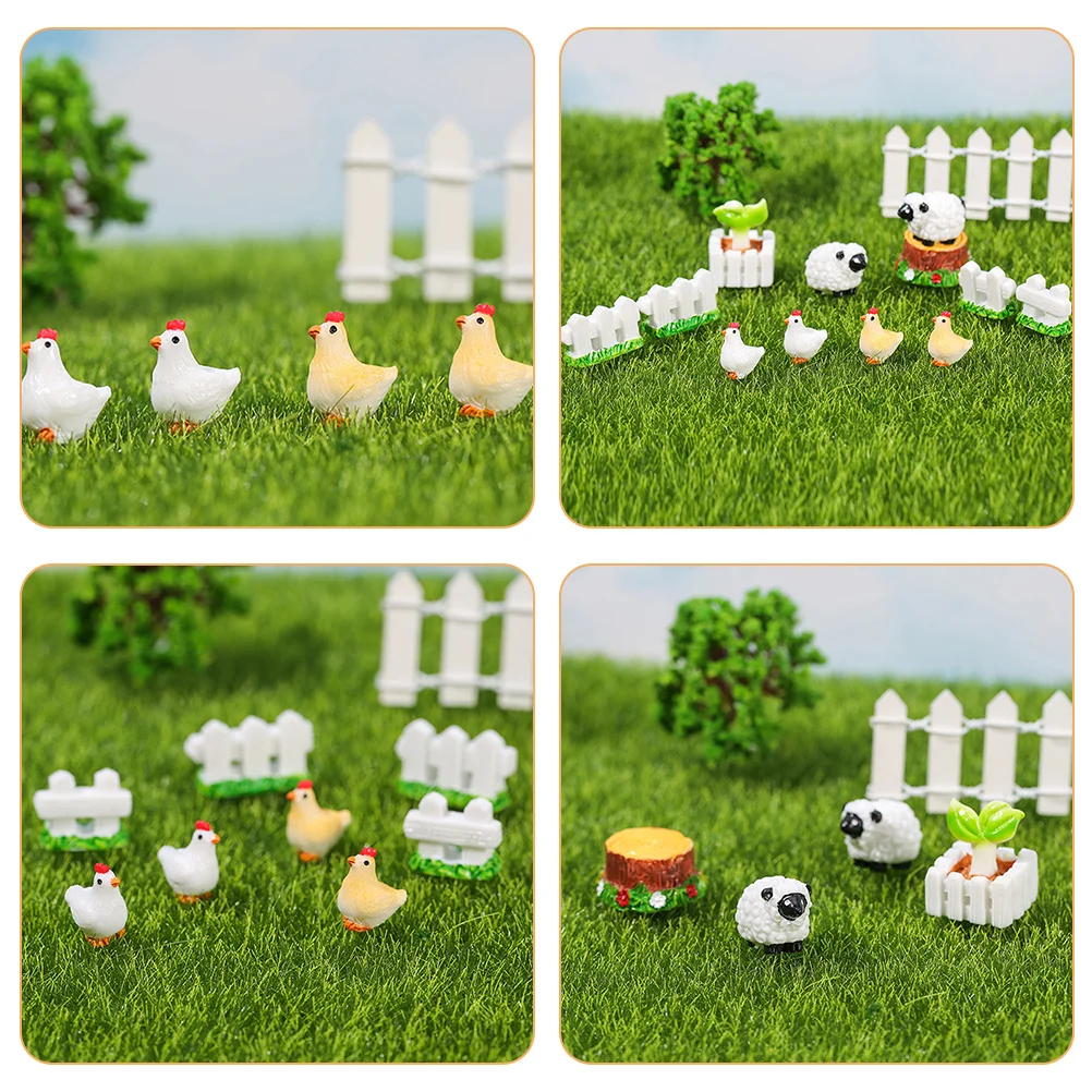 

12Pcs Resin Animal Decorations Small Fence Micro Landscape DIY Mini Garden Bonsai Decorative Craft Accessories