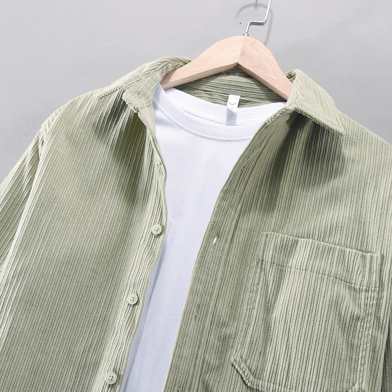 New Designer French Quality Thickness Plus Large Comfortable Corduroy Brand Shirts For Men Fashion Tops Clothing Chemise Homme