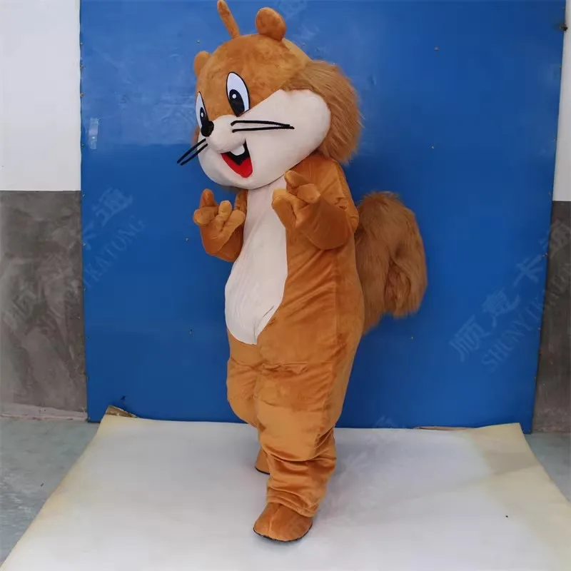 Niedliches Eichhörnchen-Maskottchen-Kostüm für Erwachsene, Cosplay-Cartoon-Kostüm mit Großem Schwanz, Eichhörnchen-Verkleidung für Karneval und Partys