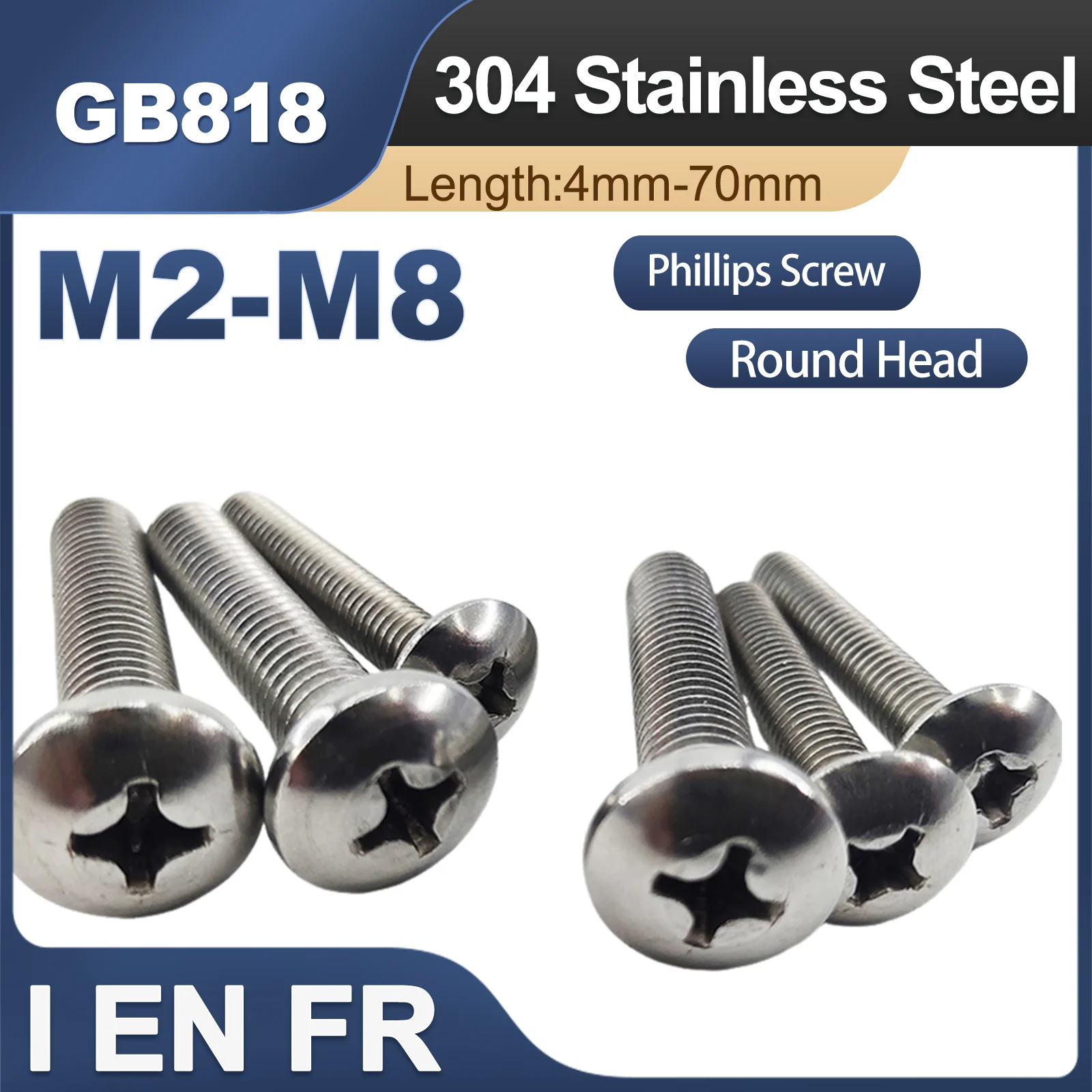 50x/lot M0.8 M1 M1.2 M1.4 M1.6 M2 M2.5 M3 M4 Mini Micro Small GB818 304 Stainless Steel Cross Phillips Pan Head Screw Round Bolt