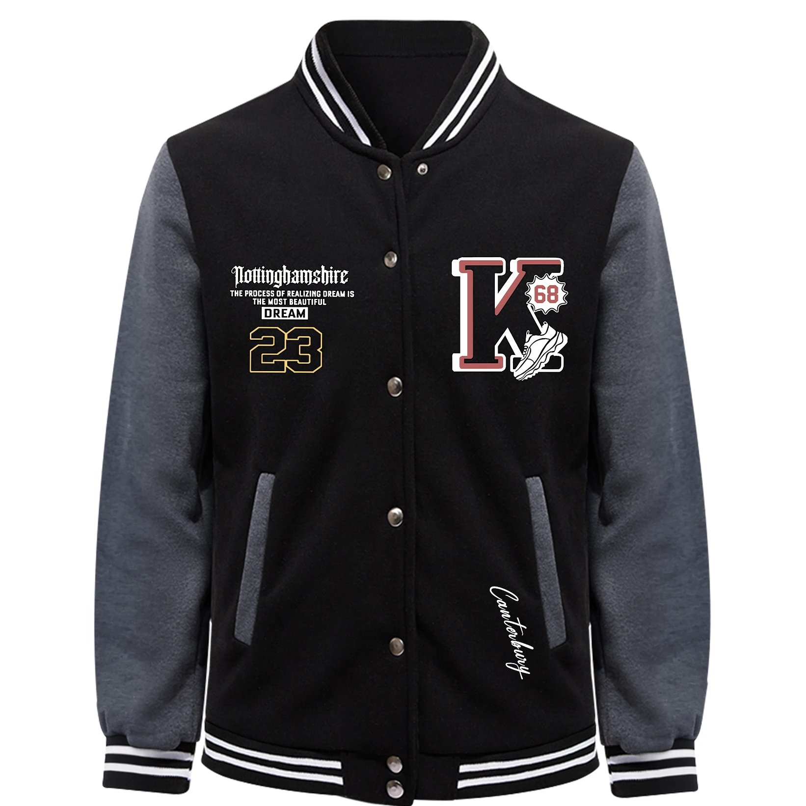 

Бейсбольные куртки Dream 23, мужские флисовые свободные уличные куртки, модный винтажный трикотаж, мужская универсальная повседневная одежда