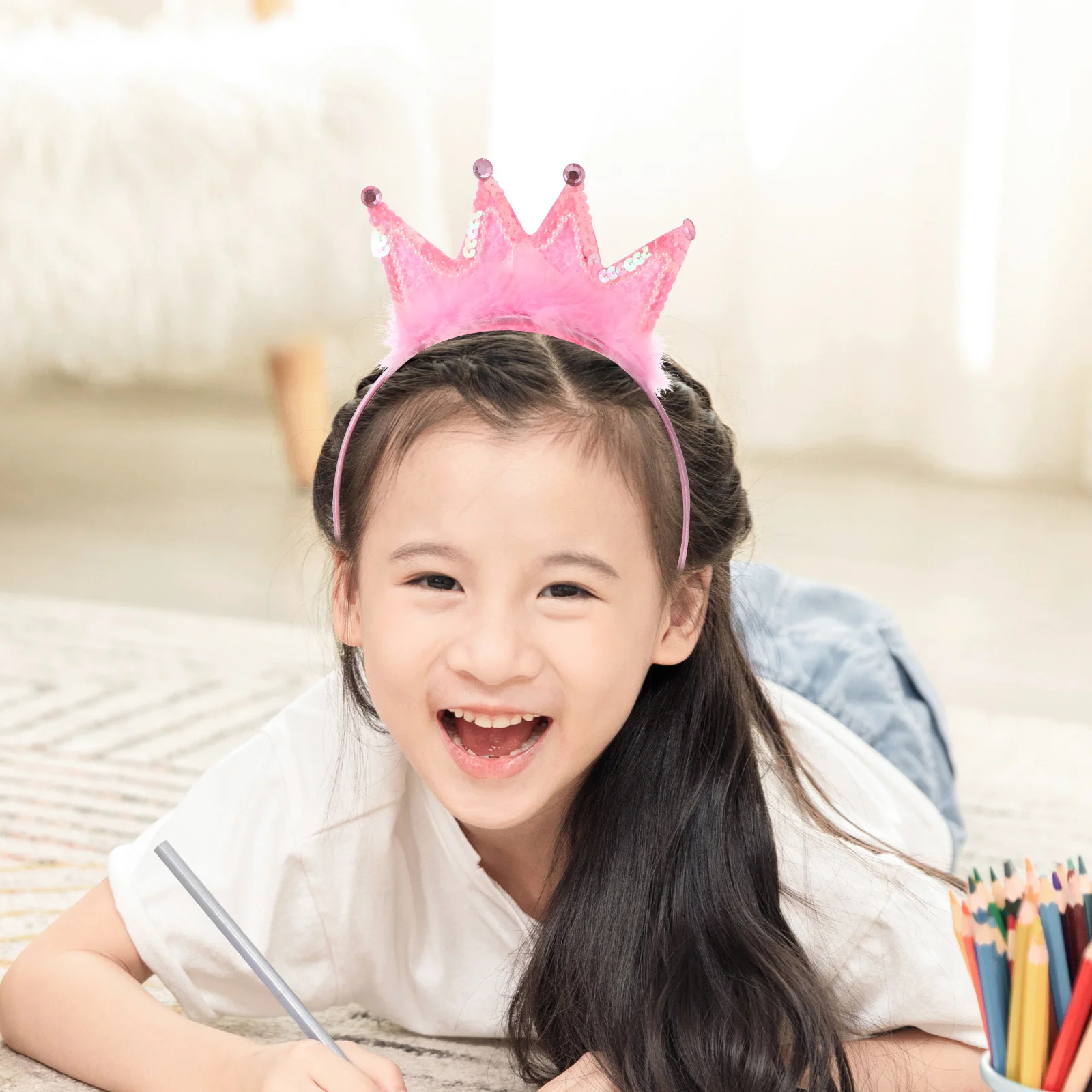 1 セット プリンセス クラウン ヘッドバンド セット: 小さな女の子の誕生日パーティーのドレスアップコスチュームのお祝いの装飾用のグリッターヘアアクセサリー