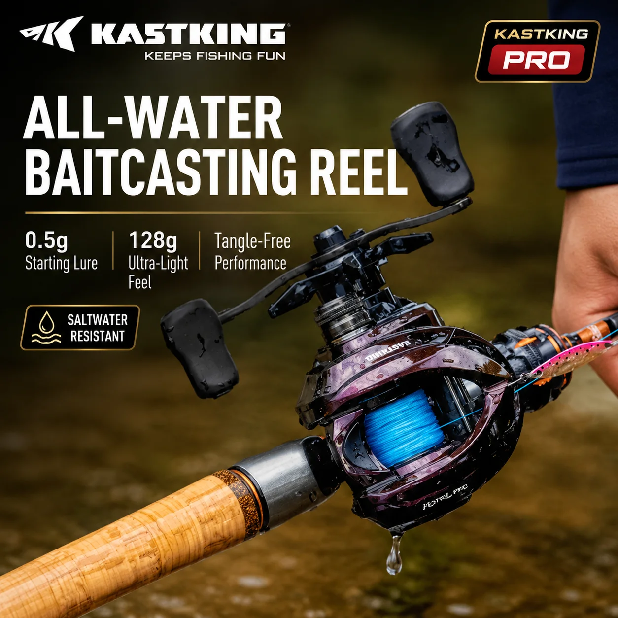 KastKing Hongsun  Pro 11+1 BB 8.4:1 Baitcasting Reel Anti-Line Burst Smooth 0.5g Start Cast for Urban River Stream Fishing