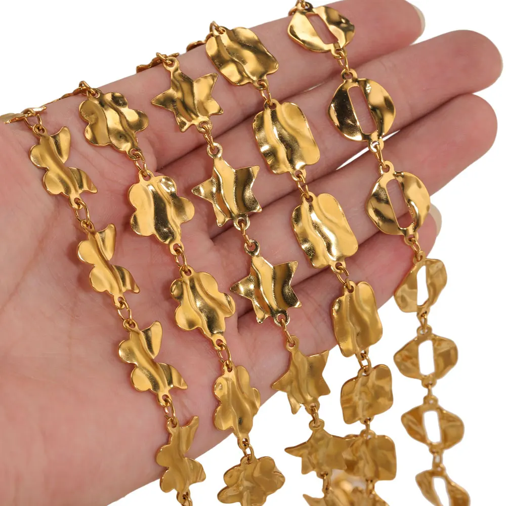 1 meter Stainless Steel Folwer Star Chain Texture Chains For Jewelry Making Necklace Bracelet Handmade Jewelry Craft Supplies