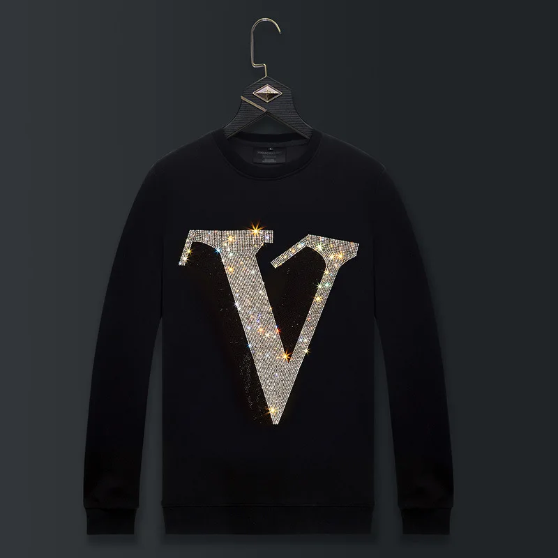 

Crewneck hoodie men spring autumn 2024 new trend loose casual long-sleeved T-shirt men's clothes large size hot drill