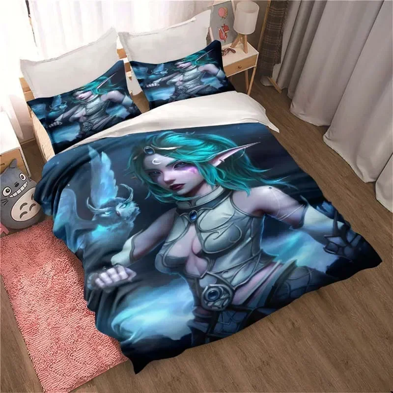 

World of Warcraft pattern home textile set, bedding pillowcase quilt cover, delicate three-piece set, beautiful Christmas gift