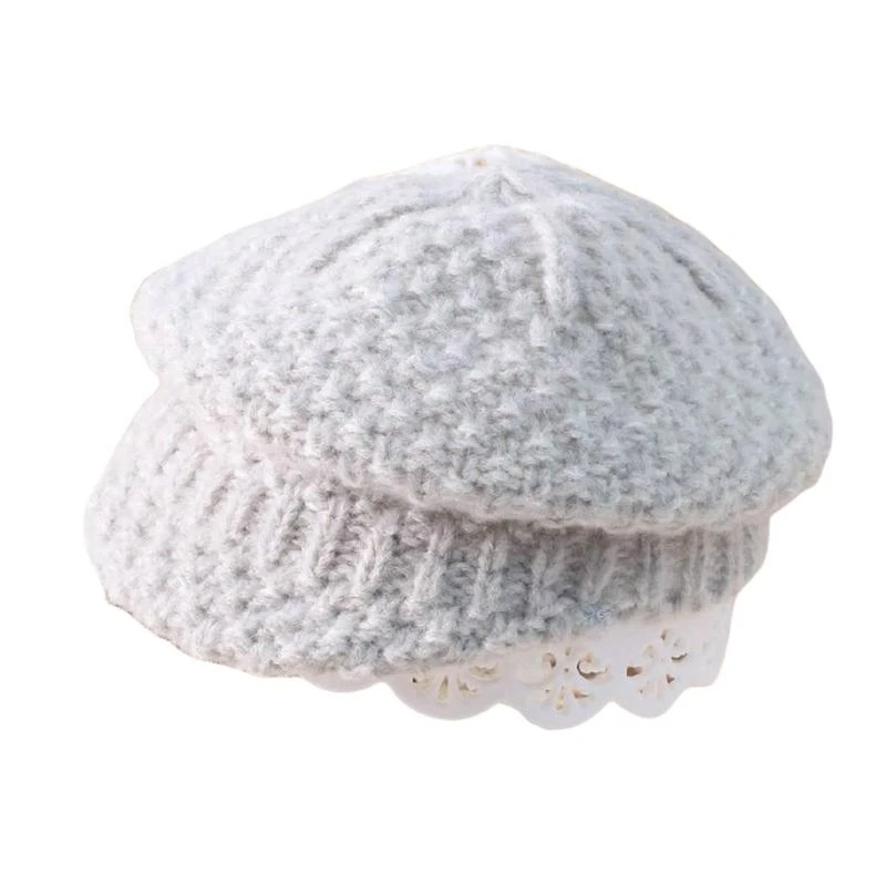 J15U بلون خالص لحديثي الولادة قبعة قصيرة الحواف قبعة بيريه مريحة للتصوير الفوتوغرافي لتسجيل النمو