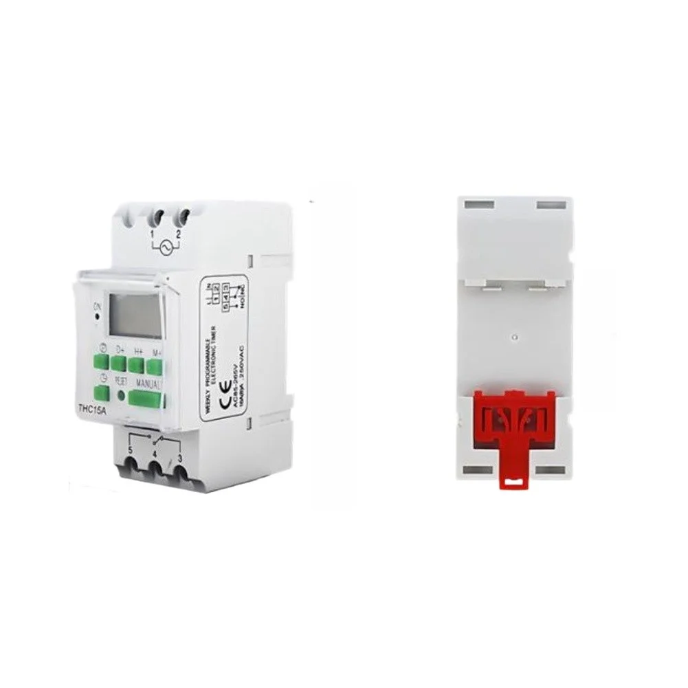 220V Weekly Programmable Timer Switch DIN Rail Mount LCD Display 50 60Hz 7 Day Cycle for Elevator and Escalator Control
