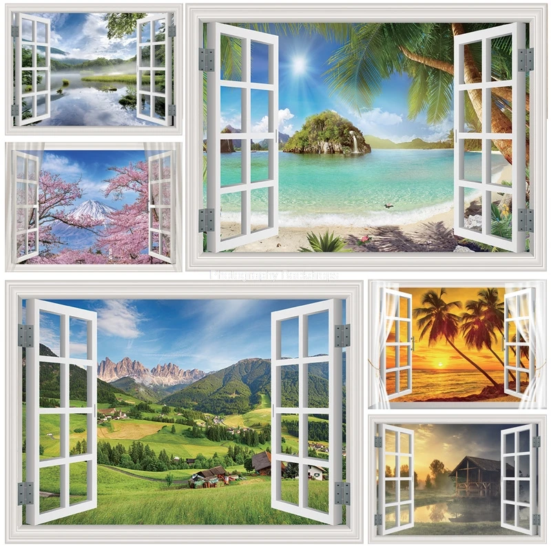 

ZHISUXI Outside The Window Natural Scenery Photography Background Indoor Decorations Photo Backdrops Studio Props CHFJ-03