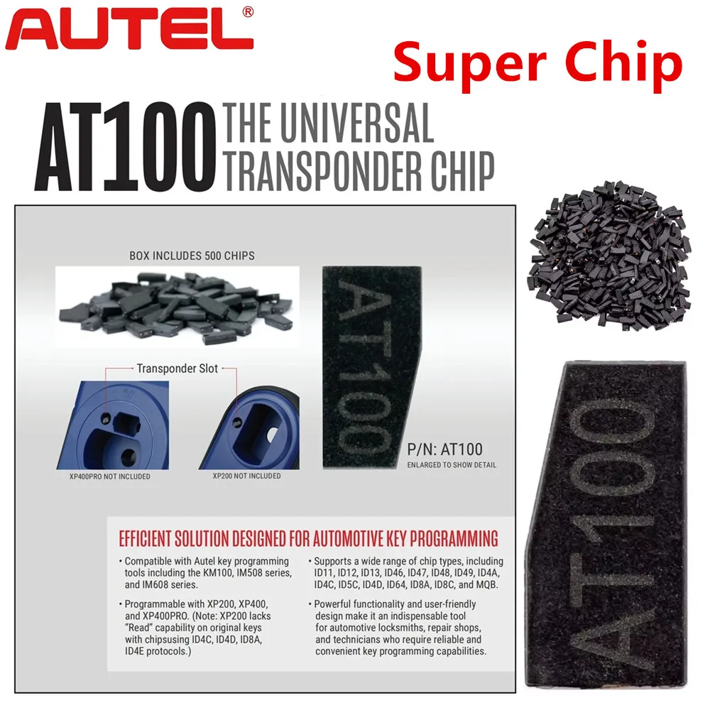 

Autel AT100 Universal Super Transponder Chip Compatible with KM100 IM508 Series and IM608 Series