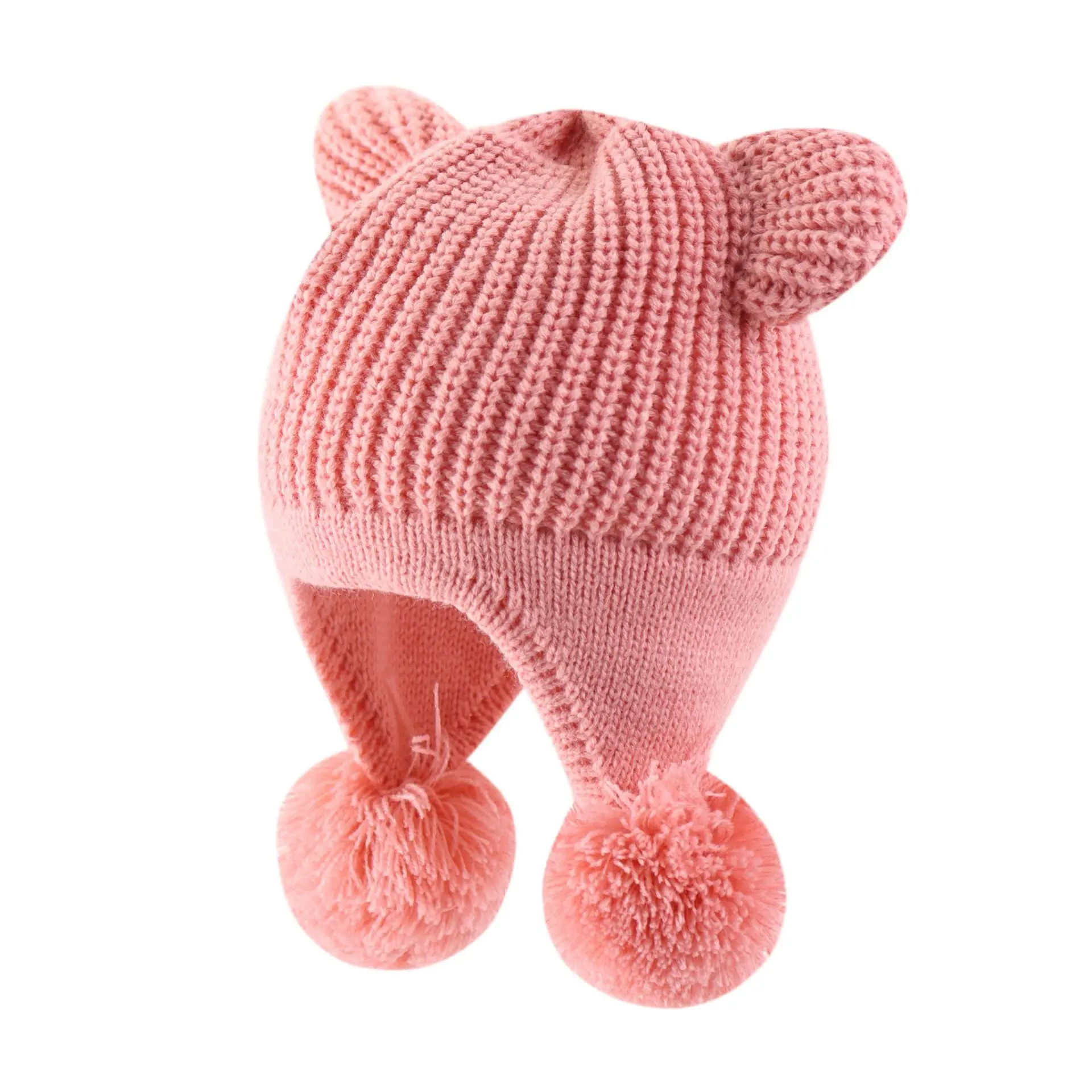 Gorros de punto de doble bola para bebé, gorros cálidos de invierno para niño y niña, gorro súper lindo de viaje a prueba de viento, protección para