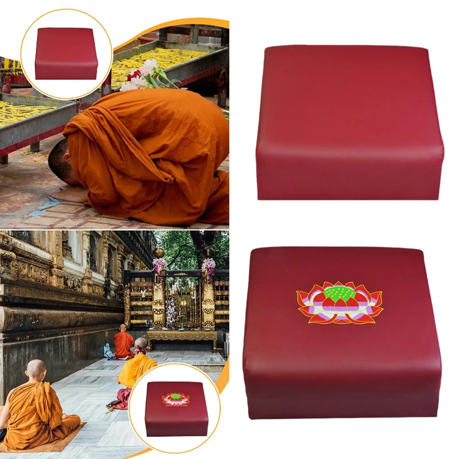 

Meditation Bench Sitting Knee Pad Meditation Seat Wooden PU Leather Prayer Kneeler for Yoga Living Room Studio Home Tea Ceremony