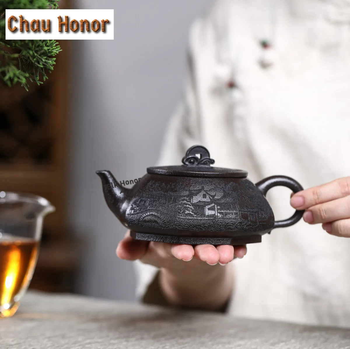 340ml Yixing Purple Clay Teapots Artists Handmade Magnetic Bridge Rhyme Pot Raw Ore Stone Yellow Mud Kettle Zisha Tea Set Gift