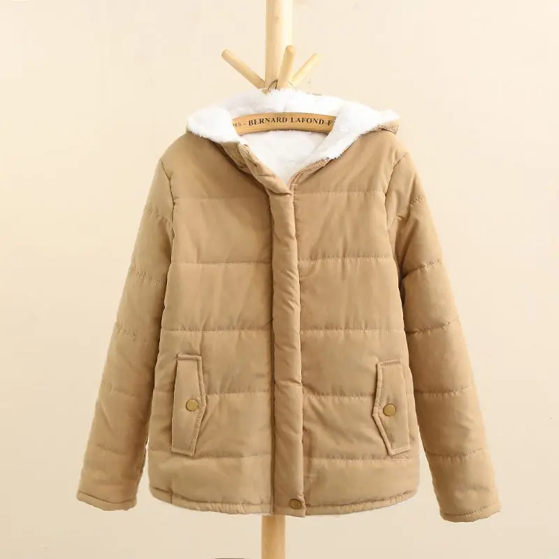 Autumn Winter Warm Parkas Womens Casual Hooded Padded Jacket Coat Plush Cotton Parkas Coat Female Cottong Clothing Outwear Tops