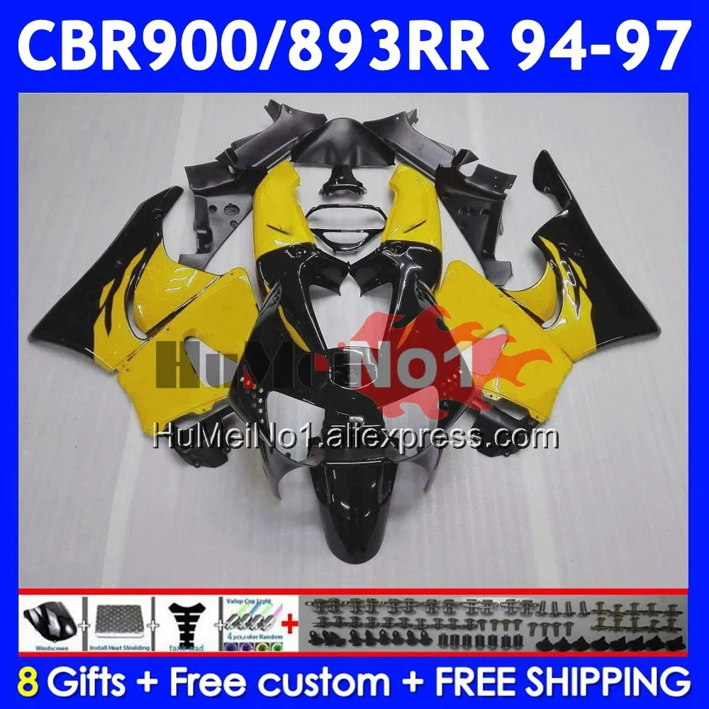 Body For HONDA CBR 893RR CBR 893 CBR900 CBR893 RR 55No.0 CBR900RR CBR893RR 94 95 96 97 1994 1995 Yellow black 1996 1997 Fairing