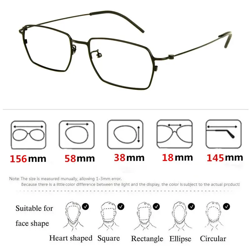 152mm Oversized Handmade Glasses Frame for Big Face Men Women Eyewear Denmark Pure Titanium Square Eyeglasses Frames Ultralight