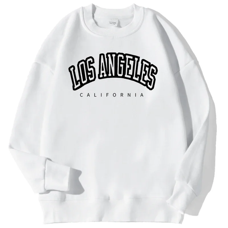 

Los Angeles California Letter Print Man Pullovers Fashion Fit Autumn Hoodie Vintage Big Size Sweatshirt Casual Fur-Liner Clothes