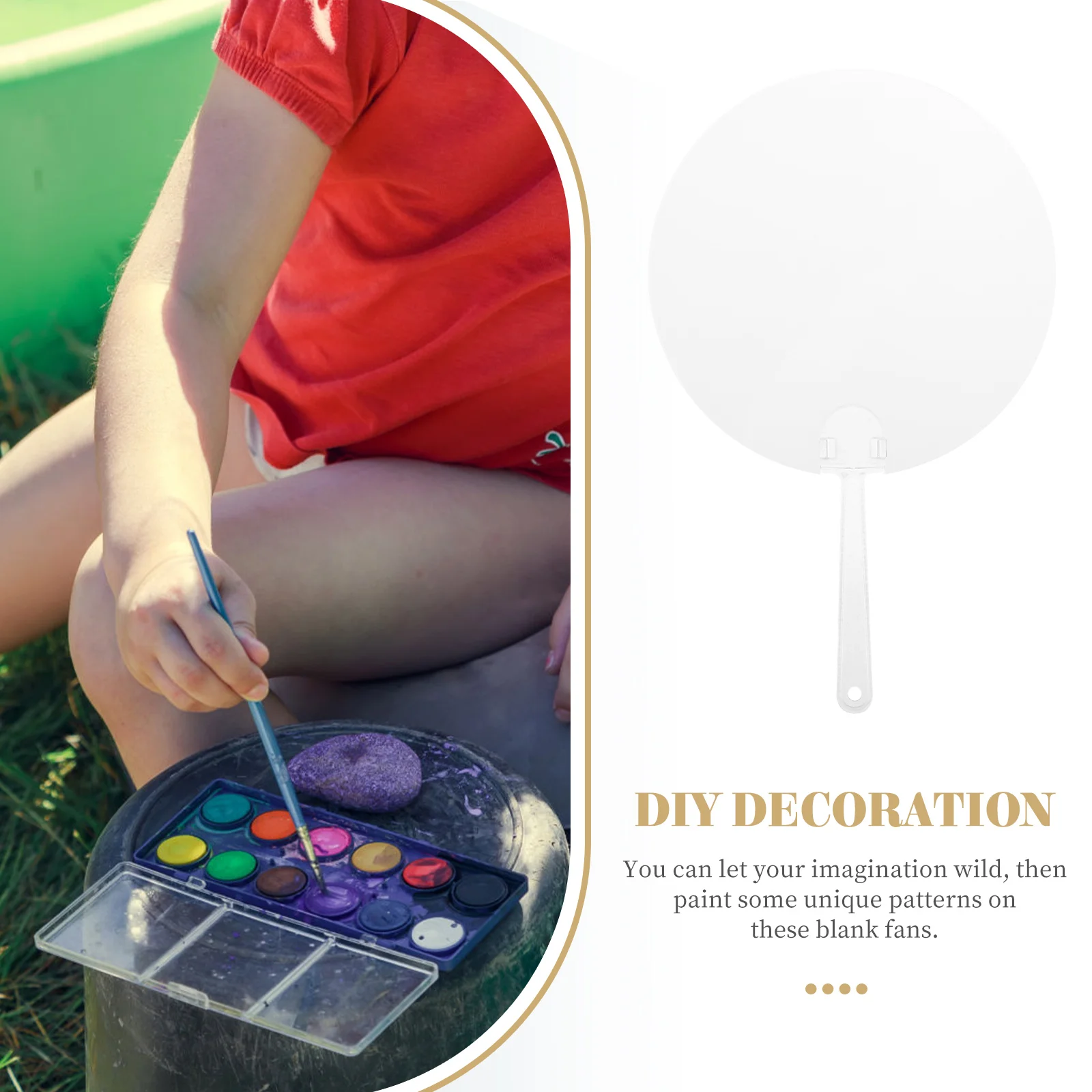 

8 Pcs Blank Round Fan Creative Fans Diy Paper Painting Stage Performance Props Hand Transparent Pvc