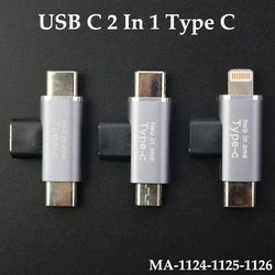 2IN1 Type C Connector for Iphone 12 11 Xiaomi Samsung S21 S20 OTG USB C Adapter USB-C Female To Micro USB Converter Type-C Male