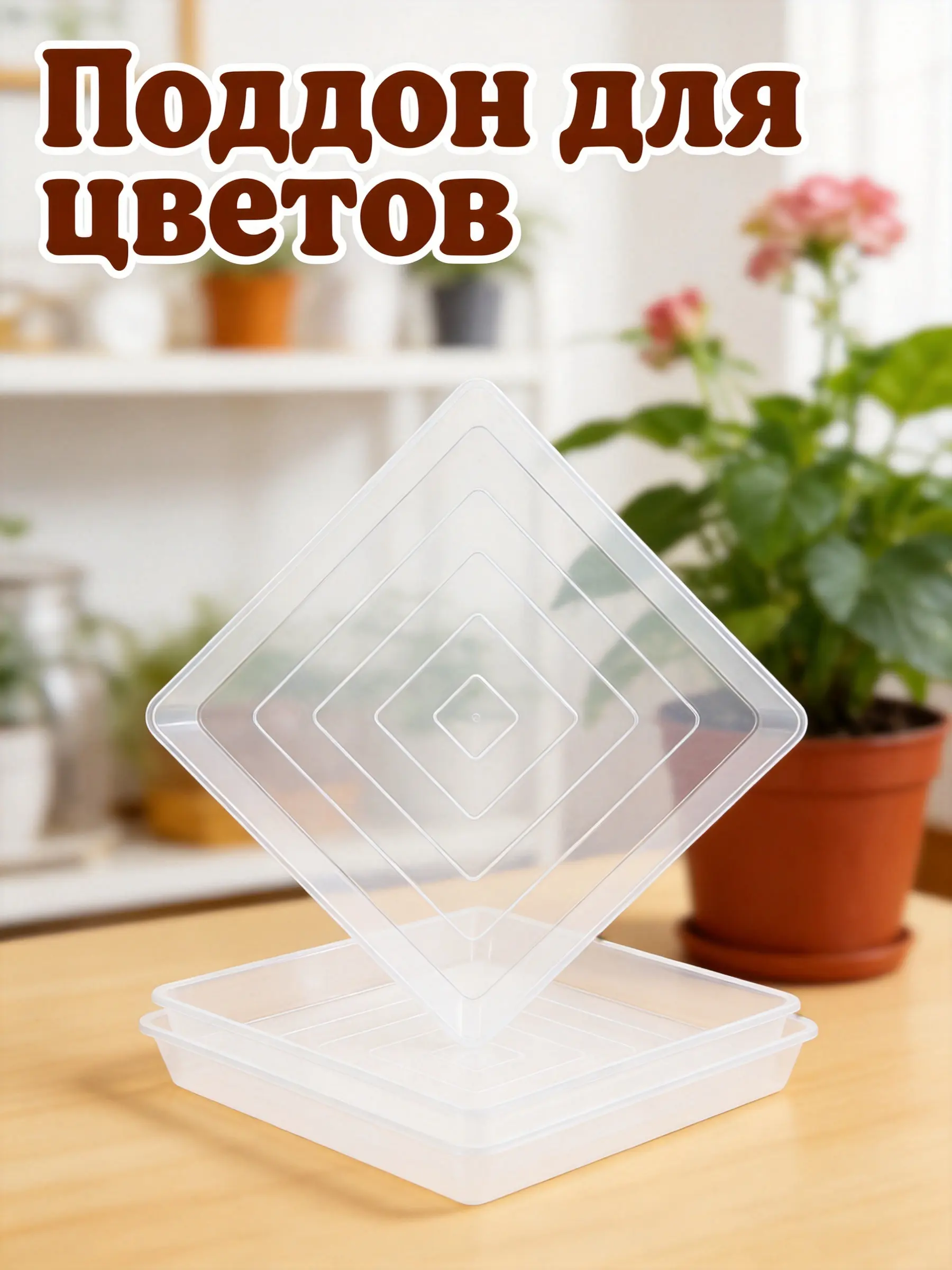 2Pcs Thick Sturdy Square Plastic Planter Trays Flower Pot Bottom Saucers Drainage Catch Plate for Large Pots Indoor Garden Use
