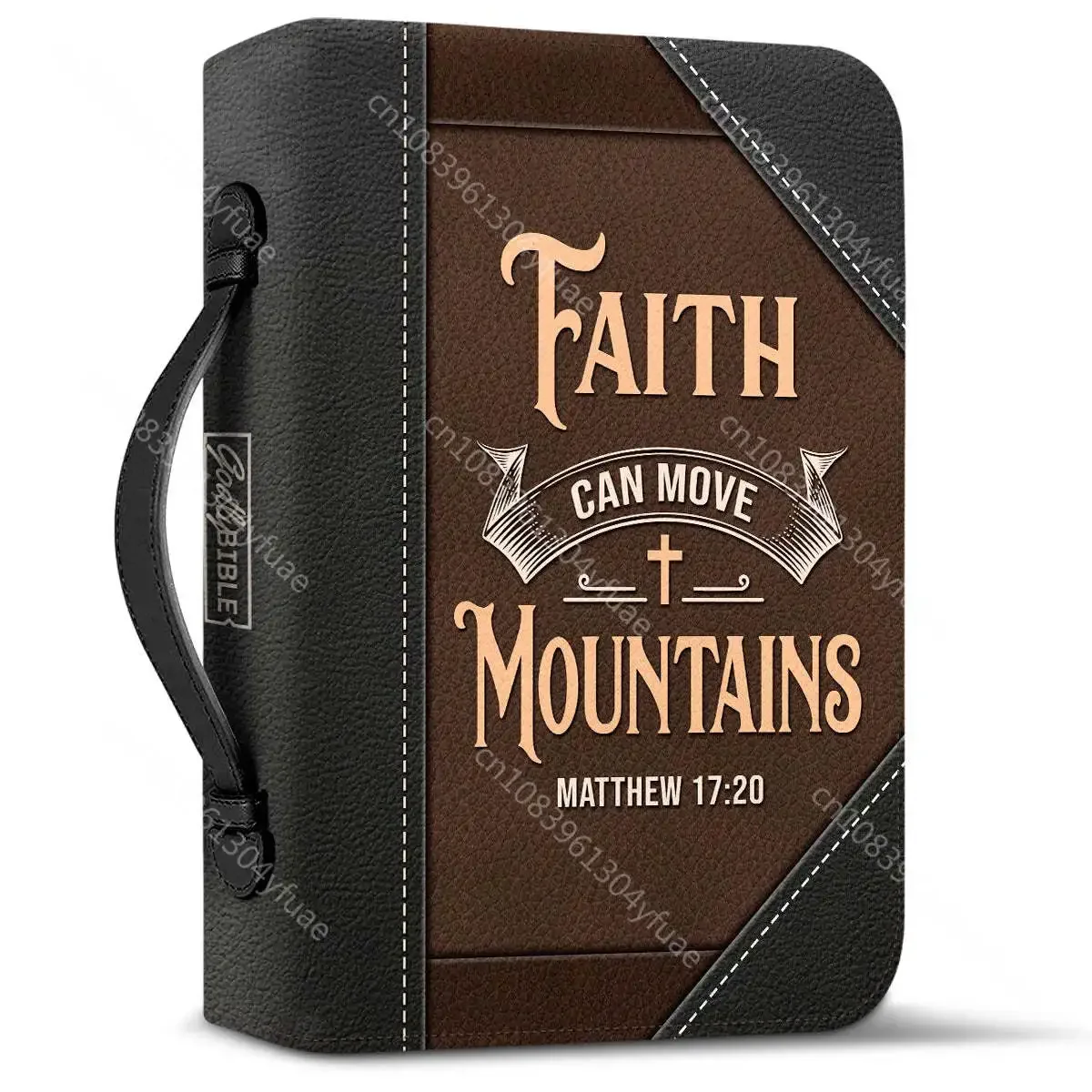 Women's Bible Bags Faith Can Move Mountains Words Design Leather Bible Cover Case Practical Bible Storage Bags Paquete Bíblico