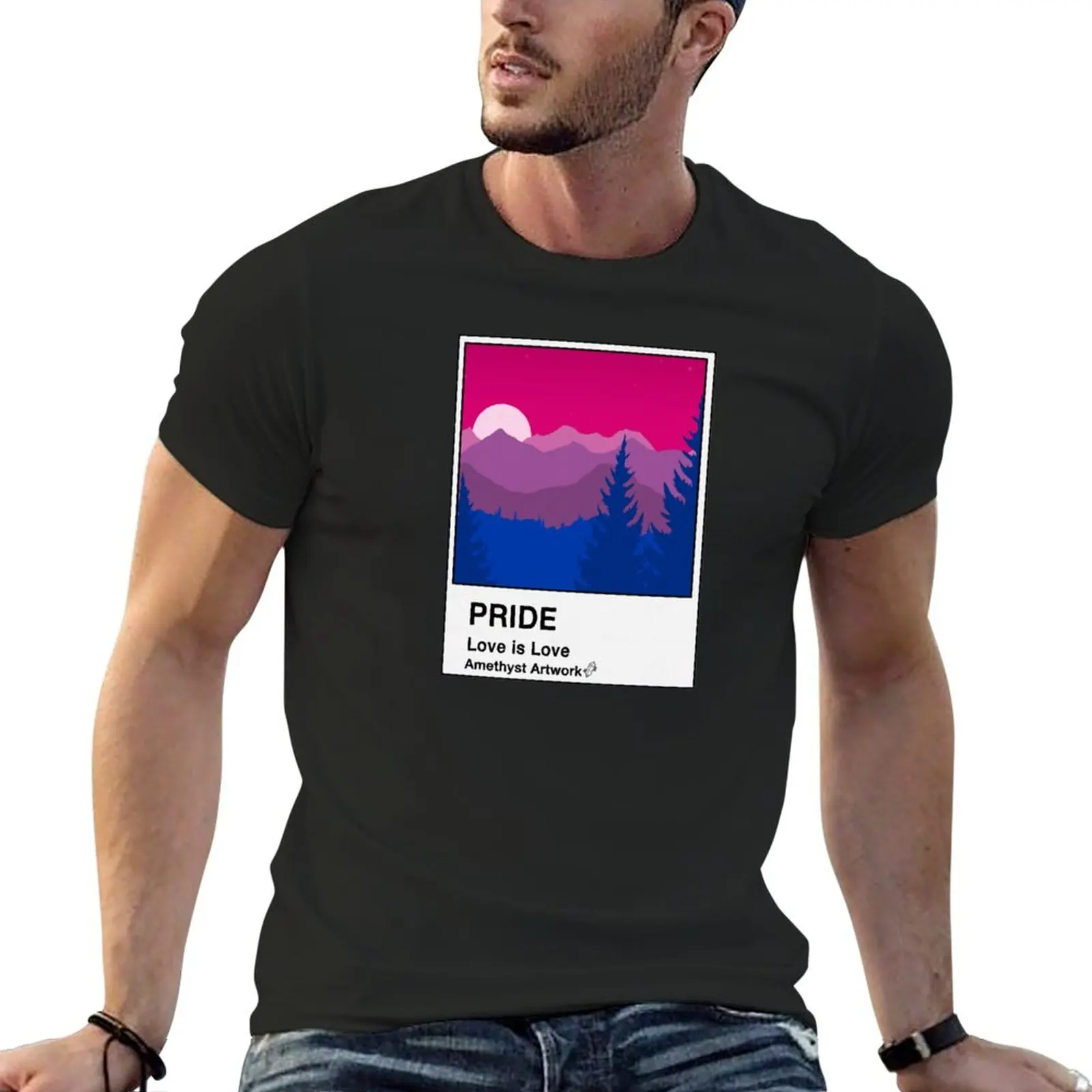 New Bisexual Pride Flag Mountainscape Paint Sample Card T-Shirt Oversized t-shirt quick drying t-shirt t shirt men