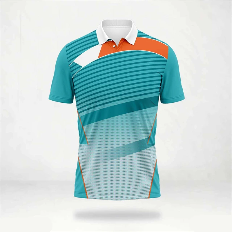 Graphic Print Design Team Polo Shirt For Men Sport Badminton Loose Breathable Lapel Golf Polos Summer Casual Quick Dry Tee