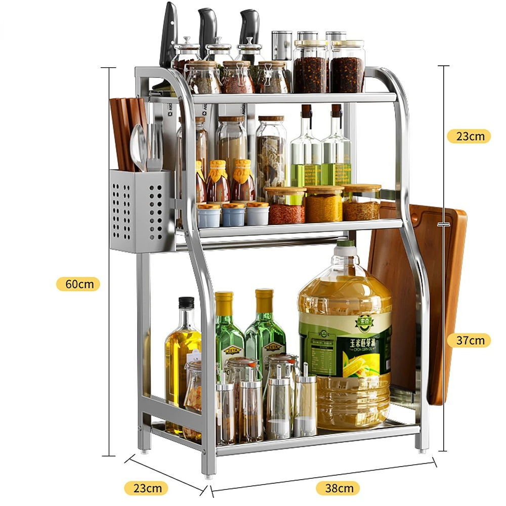 

stainless steel 201 New Design 3 Tier Kitchen Storage Organizer kitchen supplies Metal Spice Rack