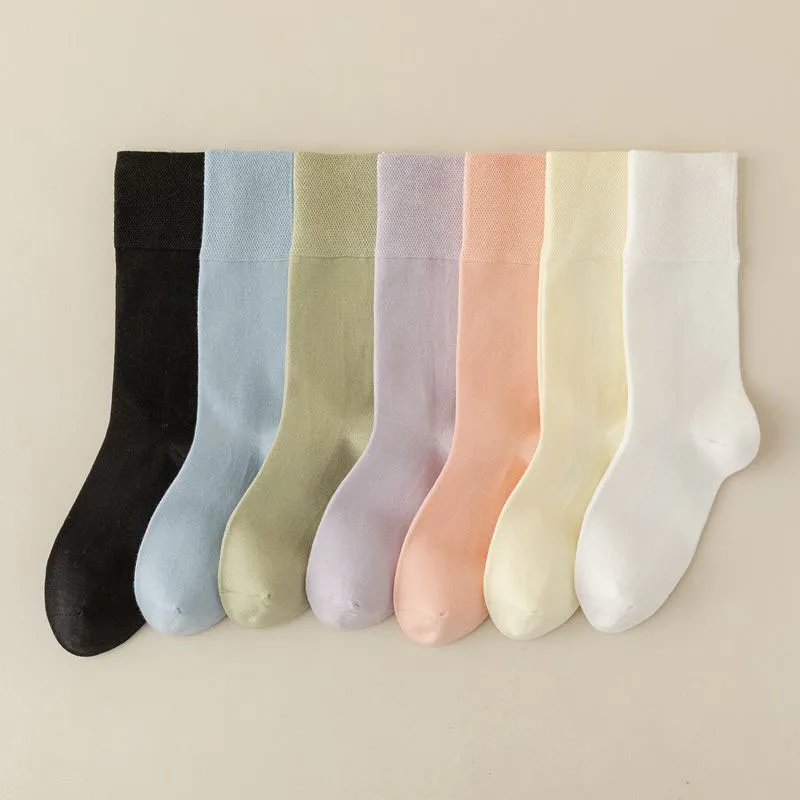 Socks Women's New Cream Medium Tube Socks Simple Fashion Cute Versatile Japanese Kawaii College Sports Women Cotton Socks H110