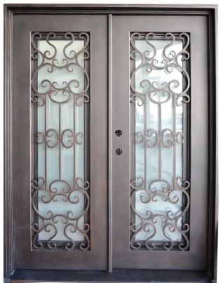 China Fancy Wrought Iron Entry Door Steel French Doors