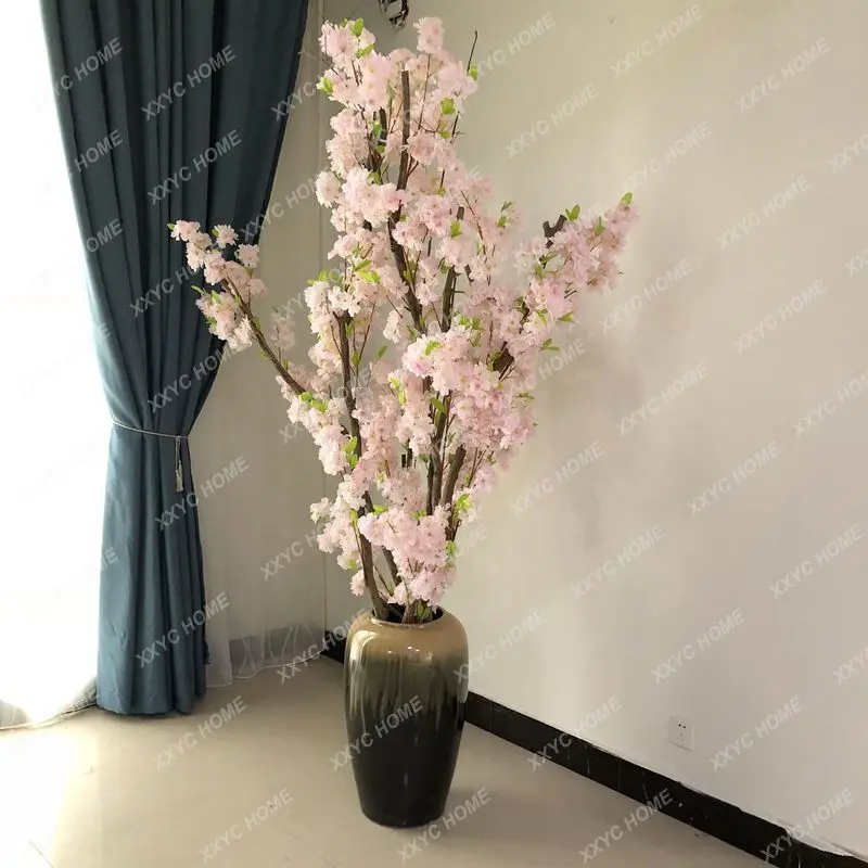 simulated multi-layer cherry blossom  tree interior decoration floor-to-ceiling display fake cherry wedding hotel shopping mall